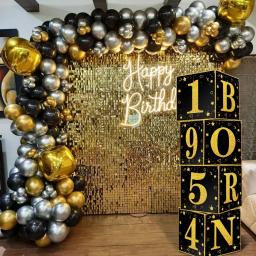 Caixas de presente de aniversário preto e dourado para homens e mulheres, decoração de festa temática de graduação, 70th Born 1954, 4 peças - Image 6