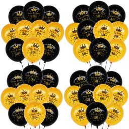 Balões de látex para festa de aniversário, 10pcs, 12 polegadas, preto, ouro, 18, 21, 30, 40, 50, 60 anos, presentes - Image 1