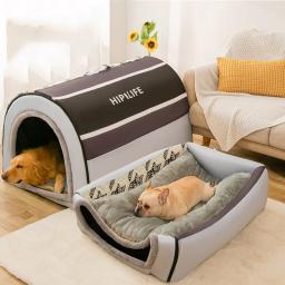 Casa de cachorro lavável portátil, cama de estimação para cães grandes e médios, viajando, design clássico, removível, quente, dormindo - Image 4