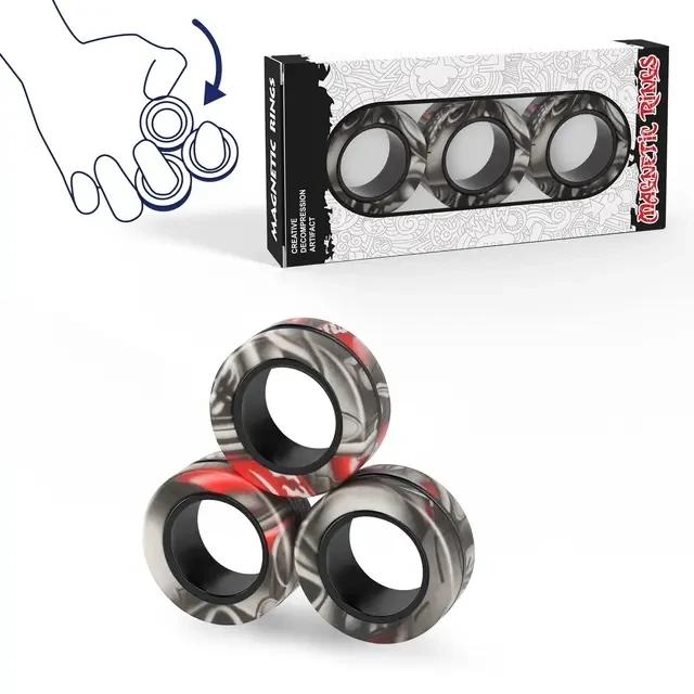Anéis Magnéticos Brinquedo Fidget Adultos 3 Peças