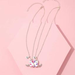 Corrente pingente em forma de gato para melhores amigos, colar bonito dos desenhos animados, amizade, presente de joias infantis para meninas, BFF, 2 peças por conjunto - Image 4