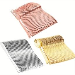 Louça De Plástico Reutilizável Durável, Elegante Prata Rosa Ouro, Adequado para Festas Casamentos e Feriados - Image 1
