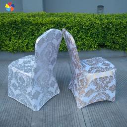 Capa de cadeira impressa para festa de casamento decoração padrão design elastano aniversário sala de jantar hotel mostrar - Image 5