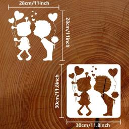 Pintura Plástica Reutilizável Stencil, Arte e Artesanato Stencils, Boy and Girl Heart, Young Love, 11,8x11,8" - Image 3