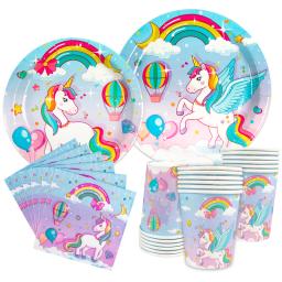 Decorações de unicórnio arco-íris unicórnio padrão placa de papel copo unicórnio asas chifre decoração do bolo para chá de bebê decoração de festa de aniversário - Image 3