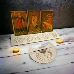 Porta-cartões de madeira para lua, forma de tarô, retângulo, altar, porta-cartões, atacado - Image 4