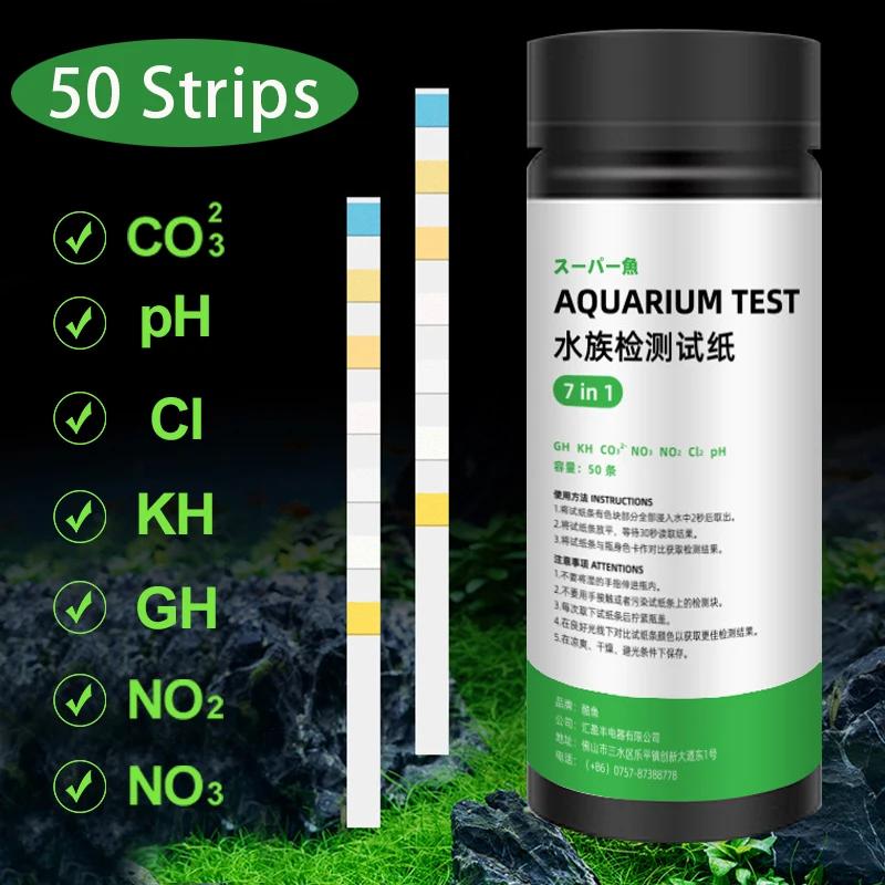 Tiras de teste de aquário 7-em-1, 100pcs, para aquário de água doce e salgada, para detectar ph, no3, no2, gh, kh, ci, tcl - Image 1