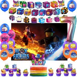 Blox frutas aniversário festa decoração, balão banner, backdrop bolo topper, bebê chuveiro suprimentos - Image 1