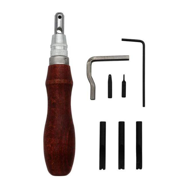 Conjunto 7 em 1 de Ferramentas de Costura e Sulco para Couro DIY Artesanal Ajustável Pro Leathercraft