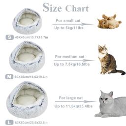 Almofada de pelúcia redonda para animais de estimação, cesta quente, saco de dormir, ninho de gato, canil, casinha, inverno, 2 em 1 - Image 6