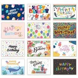 Feliz Aniversário Cartão com Envelope, Cartões de Convite do Partido para Crianças e Adultos, Cartões de Presente Dobrado, Cartão de Mensagem, 12Pcs - Image 1