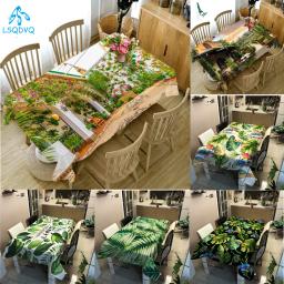 Toalha de mesa 3D de estilo rural com flores e árvore, toalha de mesa retangular impermeável para festa, casa e cozinha - Image 3