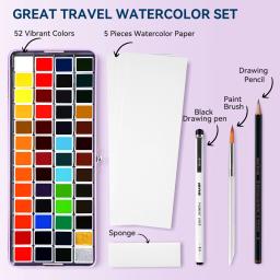 Conjunto de Aquarela MeiLiang, Suprimentos de Arte, Cores Vívidas 52, Pigmento, Estudante, Criança, Iniciantes e Artista - Image 6