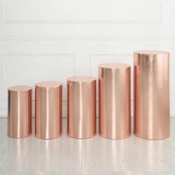 Capa De Pedestal De Ouro Metálico Sliver, Tecido Elástico, Decoração De Festa De Cor Lisa, Tampas De Mesa De Cilindro - Image 1