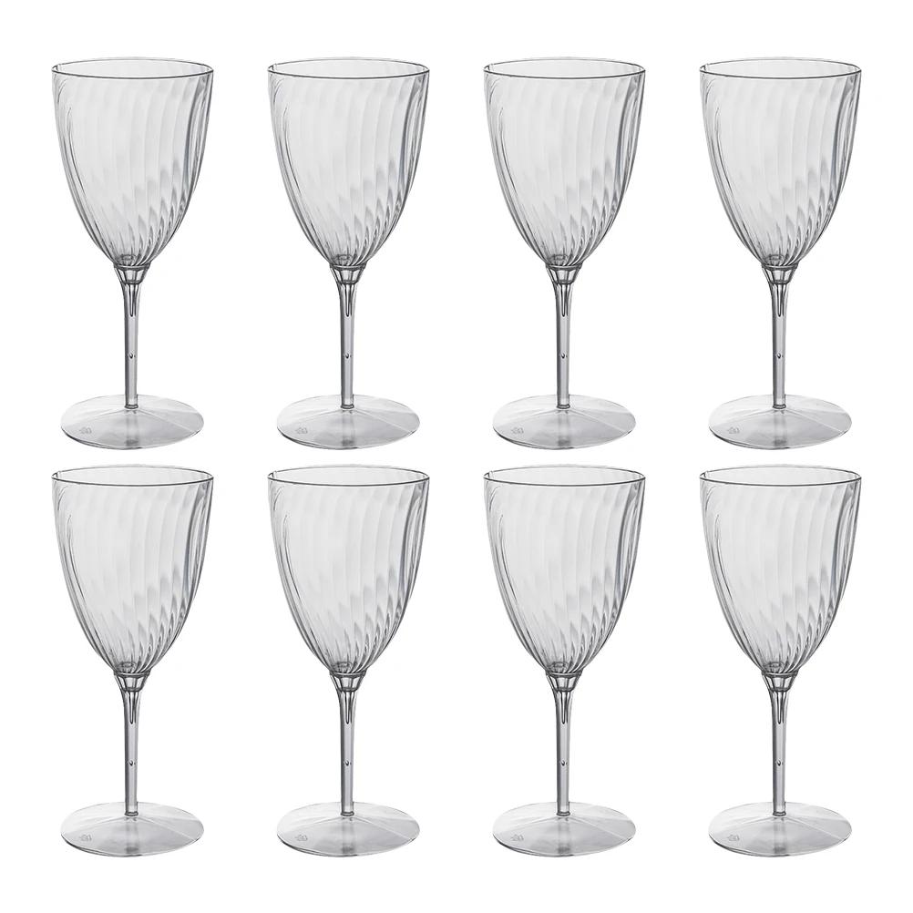 Conjunto de copos de vinho descartáveis, 8 peças, 2 copos de champanhe para festa, copos de vinho, copos de plástico descartáveis - Image 1