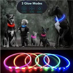 Coleira luminosa com carga leve LED, colar de gato, coleira de segurança piscando DIY brilhante, acessórios para animais noturnos, moda - Image 2