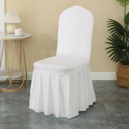 Capa de cadeira de casamento decoração de festa elastano com saia plissada uso elástico estiramento jantar luxo aniversário hotel banquete - Image 3
