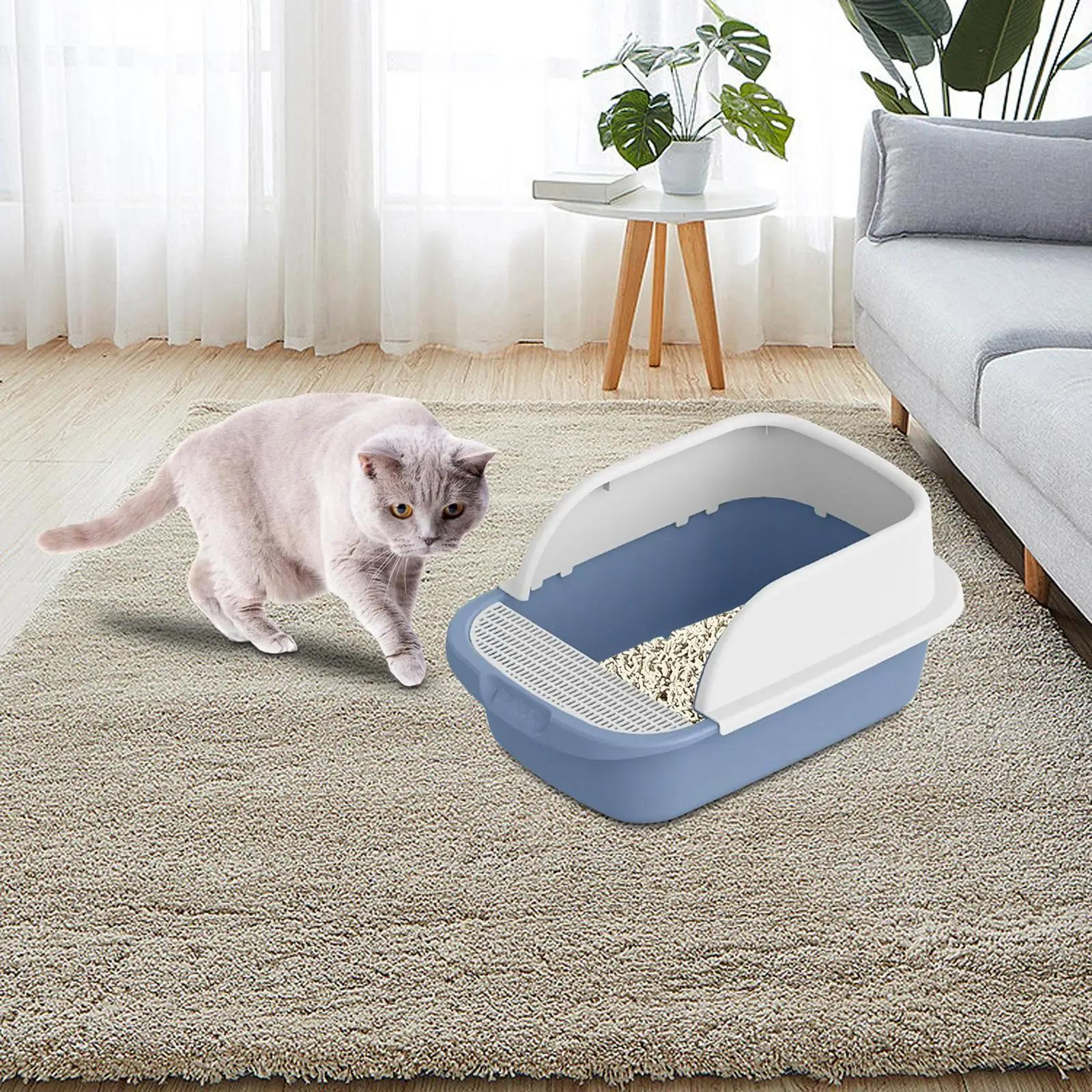 Caixa de areia semi fechada para gato pet, bandeja removível do toalete, anti salpicos, suprimentos de viagem gatinho, grande espaço - Image 1