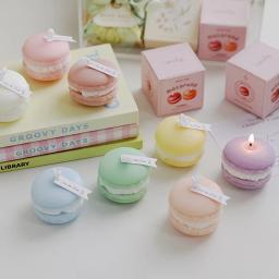 Macaron Vela Perfumada Adequado para Decoração de Casa, Festa Presentes, Decoração De Mesa, Holiday Gift, 1 Pacote - Image 1