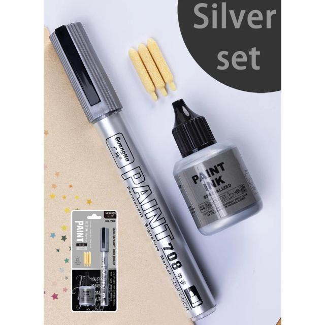 Canetas Marcadoras Metálicas Permanentes 2mm em Ouro, Prata e Branco para Arte, Mangá e Scrapbooking