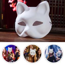 Máscaras em branco pintadas à mão DIY, olhos de malha, rosto de gato, máscara branca, Fox fosco, festa de Halloween, masquerade cosplay adereços, vestir-se - Image 1