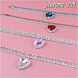 Amor pingente cristal pet collar, colar gatinho bonito, colar DIY, gato e cão suprimentos - Image 1
