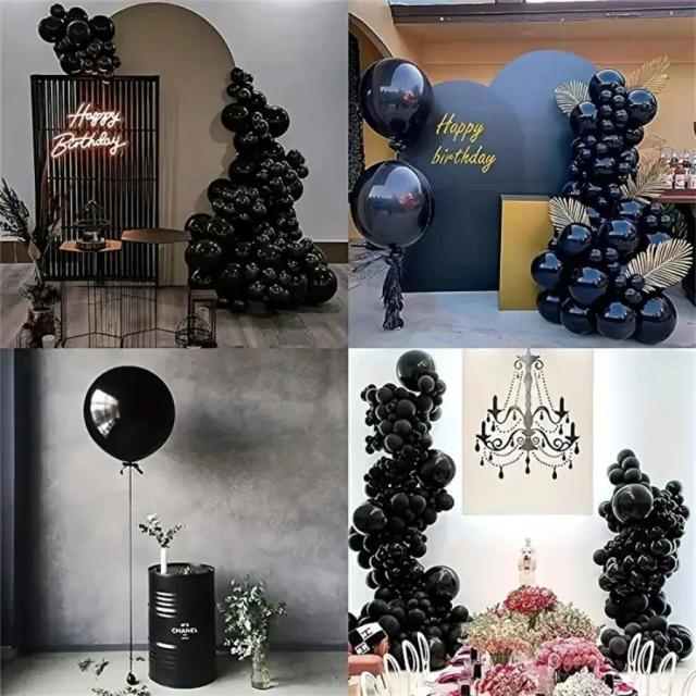 Firlandas de Balão de Látex Preto com 135 Peças para Decoração de Festas, Aniversários e Eventos especiais