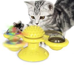 Moinho de vento brinquedo do gato interativo brinquedos para animais de estimação para gatos puzzle brinquedo jogo de gato com whirligig turntable para gatinho escova dentes pet suprimentos - Image 3