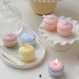 Macaron Vela Perfumada Adequado para Decoração de Casa, Festa Presentes, Decoração De Mesa, Holiday Gift, 1 Pacote - Image 2