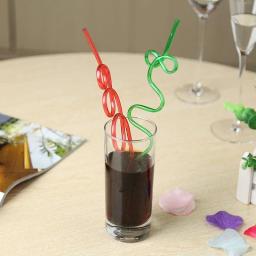 Louco Encaracolado Descartável Canudos, Tubo de plástico colorido, Kids Birthday Party Supplies, Bar Acessórios, 10Pcs - Image 4