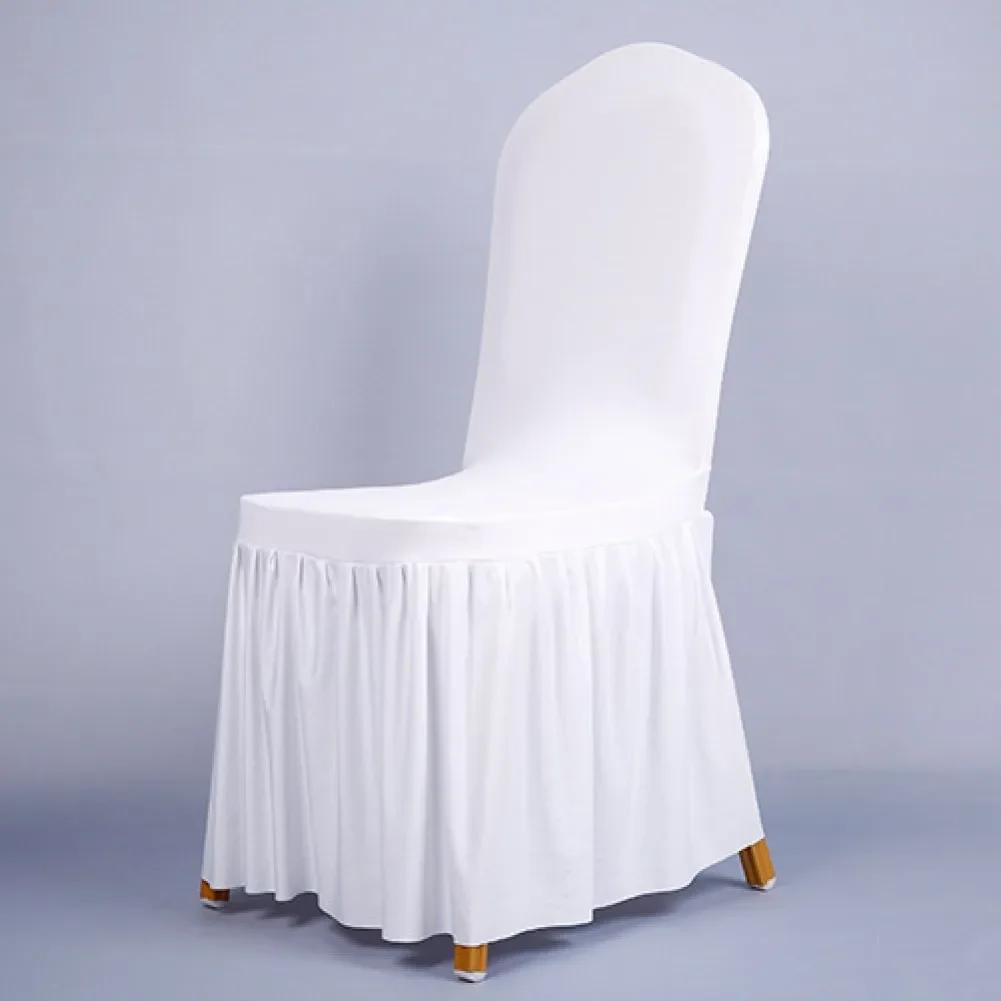 Capas para cadeiras de festa de casamento com saia, capa para jantar em casa, assento para festa, hotel, banquete, sala de jantar, lavável e grosso - Image 1