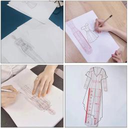 Régua modelo costura manequim, 4 unidades, ilustração régua desenho para costura, alfaiataria, design - Image 3