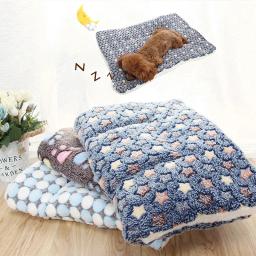 Cobertor macio macio para animais de estimação, tapete quente, respirável, pele amigável, impressão estrela bonito, cama de cães e gatos - Image 1