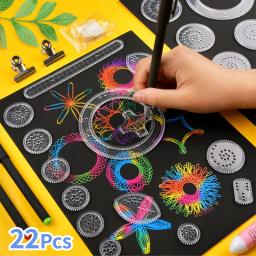 Régua geométrica Conjunto Régua geométrica, Roleta Matemática, Ferramentas de Desenho, Aprendizagem Pintura, Puzzle Brinquedos, Art Tool, 22Pcs - Image 1