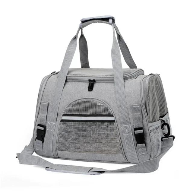 Bolsa de Transporte Dobrável para Cães e Gatos Pequenos com Design Respirável e Fechos de Segurança