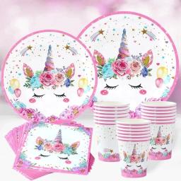 Decoração de Fundo Unicórnio para Crianças, Louça, Pratos, Copo, Guardanapos, Festa de Aniversário, Baby Shower, Menina - Image 2