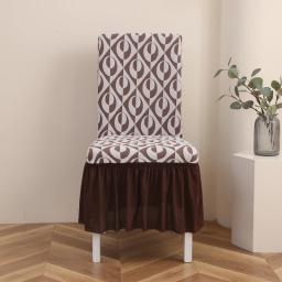 1 pçs engrossado jacquard elástico capa de cadeira com saia universal com tudo incluído elástico de uma peça capa de cadeira de jantar - Image 4