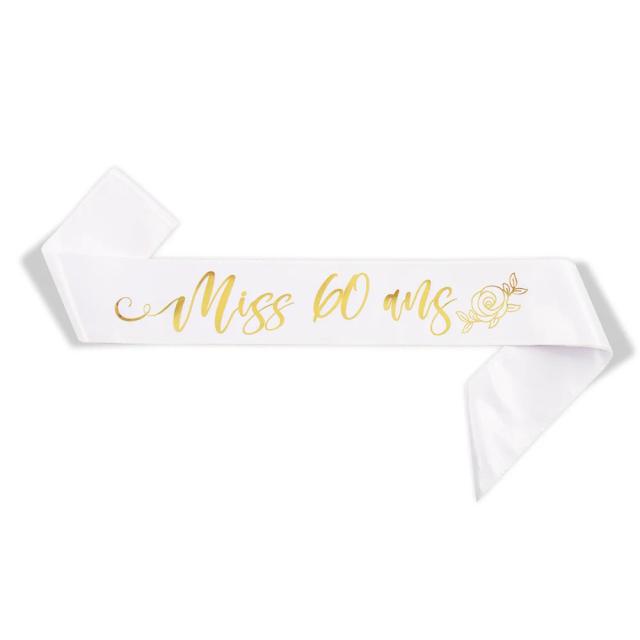 Faixa Decorativa de Aniversário Feminina para Idades 18 a 60 Anos (8x90cm)