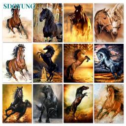 Sdoyuno pintura a óleo por número galopando cavalo na lona pintados à mão arte presente diy imagens por número kits para adultos decoração de casa - Image 1