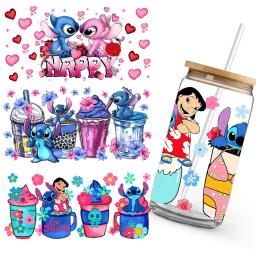 Auto-adesivo Anime Adesivos, Stitch Love Cartoon, Romântico UV DTF Transfer Sticker, Adornos de Copo Individualizados - Image 1