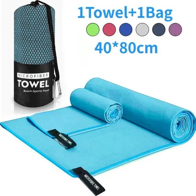 Toalha de Secagem Rápida para Esportes 40x80cm Disponível em Azul, Cinza, Verde e Laranja - Ideal para Natação, Ginásio, Fitness, Camping, Corrida e Praia