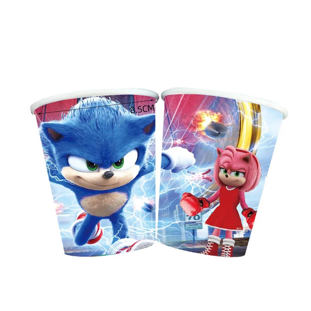 Jogo sônico descartável para festa de aniversário infantil, banner descartável, bolo, bandeira, balões, conjunto de decoração - Image 1