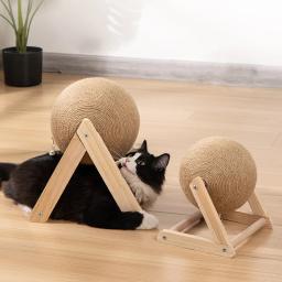 Gato arranhando bola brinquedos, sisal e madeira, triângulo estável, material interno, arranhão resistente, arranhão legal na rotação do carrinho - Image 5