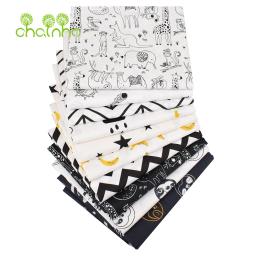 Chainho-Tecido De Algodão De Tecer De Sarja Impressa, Tecido De Patchwork, Costura DIY, Material De Quilting, Série Preto e Branco, 3 Especificação, C137 - Image 2