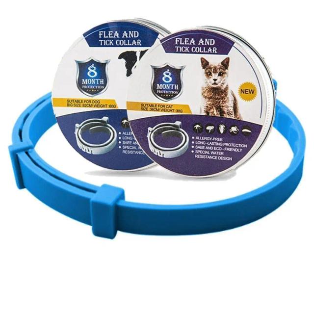 Coleira Antipulgas Ajustável para Cães e Gatos - Proteção Duradoura contra Carrapatos e Mosquitos para Filhotes e Animais ao Ar Livre por até 8 Meses