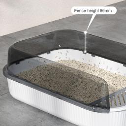 WC semi-fechado do gato, caixa de areia grande, suprimentos de bedpan à prova de respingos, sandbox para o gato doméstico - Image 3