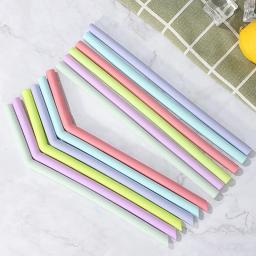 Reutilizável Food Grade Silicone Palhas, Multicolor Palha Beber para Festa das Crianças e Bar, Straight Bent Acessórios, 6pcs - Image 1