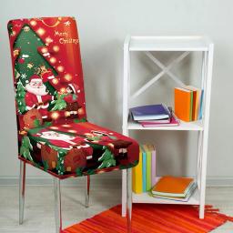 Cadeira Stretchable Natal capas Set, festivo Santa Cartoon Snowman Print, novo - Image 2