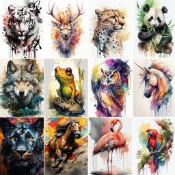 Imagem modular para desenho, coloração com números, kits de pintura acrílica, animais, pintura de lona, decoração, sala de estar - Image 1