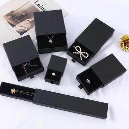 Preto branco gaveta jóias caixa de presente festa de casamento aniversário anel brincos colar pulseira acessório embalagem caixas de armazenamento - Image 1